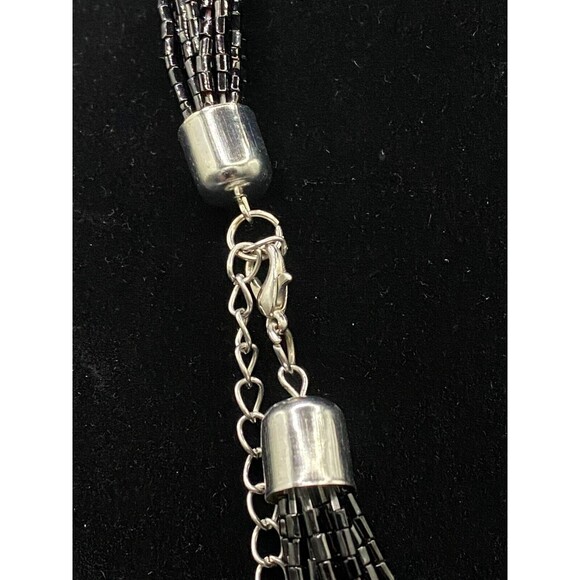 Black Glass Bead Multistrand Necklace - Free Shipping - Picture 3 of 3